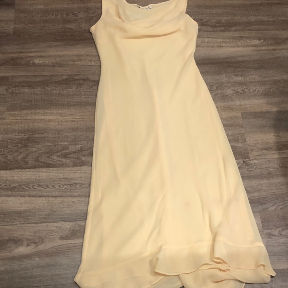 Sleeveless Cowl Neck Midi Dress in Soft Yellow